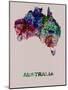 Australia Color Splatter Map-NaxArt-Mounted Art Print