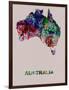 Australia Color Splatter Map-NaxArt-Framed Art Print