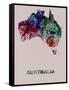 Australia Color Splatter Map-NaxArt-Framed Stretched Canvas