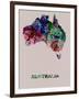 Australia Color Splatter Map-NaxArt-Framed Art Print