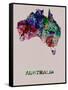 Australia Color Splatter Map-NaxArt-Framed Stretched Canvas