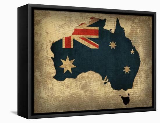 Australia Country Flag Map-Red Atlas Designs-Framed Stretched Canvas