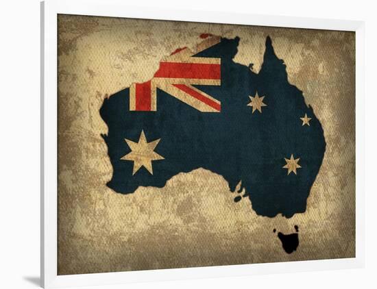 Australia Country Flag Map-Red Atlas Designs-Framed Giclee Print