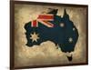 Australia Country Flag Map-Red Atlas Designs-Framed Giclee Print