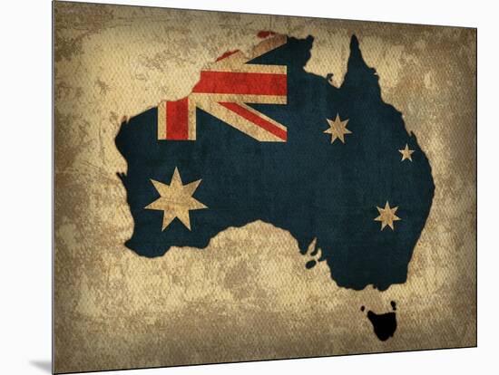 Australia Country Flag Map-Red Atlas Designs-Mounted Giclee Print