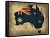 Australia Country Flag Map-Red Atlas Designs-Framed Stretched Canvas