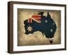 Australia Country Flag Map-Red Atlas Designs-Framed Giclee Print