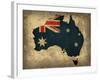 Australia Country Flag Map-Red Atlas Designs-Framed Giclee Print