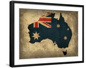 Australia Country Flag Map-Red Atlas Designs-Framed Giclee Print