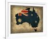 Australia Country Flag Map-Red Atlas Designs-Framed Giclee Print