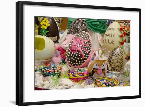 Australia. Easter Display of Decorated Eggs and Stuffed Easter Bunny-Cindy Miller Hopkins-Framed Photographic Print