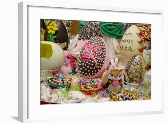Australia. Easter Display of Decorated Eggs and Stuffed Easter Bunny-Cindy Miller Hopkins-Framed Photographic Print