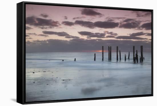 Australia, Fleurieu Peninsula, Port Willunga, Old Jetty, Dusk-Walter Bibikow-Framed Stretched Canvas