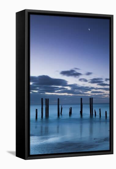 Australia, Fleurieu Peninsula, Port Willunga, Old Jetty, Dusk-Walter Bibikow-Framed Stretched Canvas