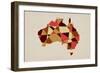 Australia Geometric Retro Map-Michael Tompsett-Framed Art Print