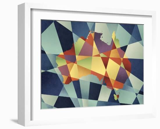 Australia Geometric Retro Map-Tompsett Michael-Framed Art Print