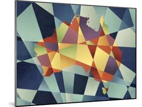 Australia Geometric Retro Map-Tompsett Michael-Mounted Art Print