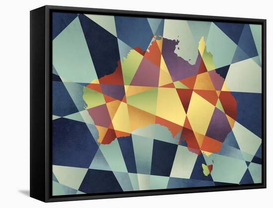 Australia Geometric Retro Map-Tompsett Michael-Framed Stretched Canvas