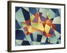 Australia Geometric Retro Map-Tompsett Michael-Framed Art Print