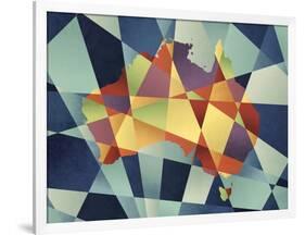 Australia Geometric Retro Map-Tompsett Michael-Framed Art Print