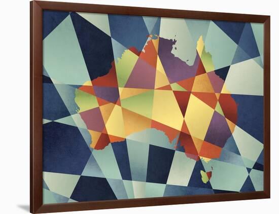 Australia Geometric Retro Map-Tompsett Michael-Framed Art Print