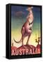 Australia - Kangaroo with Baby Joey - Vintage Australian Travel Poster, 1957-Eileen Mayo-Framed Stretched Canvas