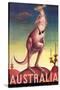 Australia - Kangaroo with Baby Joey - Vintage Australian Travel Poster, 1957-Eileen Mayo-Stretched Canvas