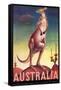 Australia - Kangaroo with Baby Joey - Vintage Australian Travel Poster, 1957-Eileen Mayo-Framed Stretched Canvas