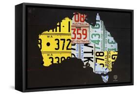 Australia License Plate Map-Design Turnpike-Framed Stretched Canvas