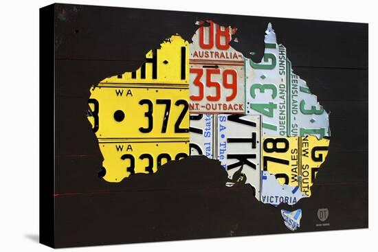Australia License Plate Map-Design Turnpike-Stretched Canvas
