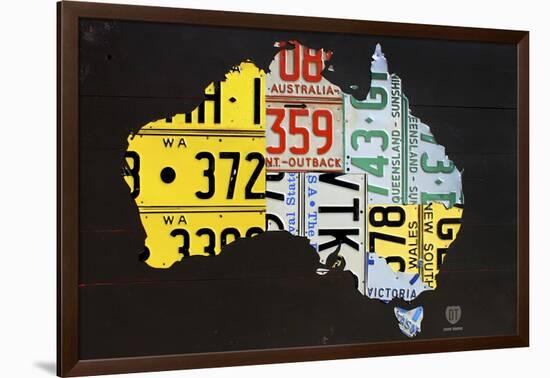 Australia License Plate Map-Design Turnpike-Framed Giclee Print