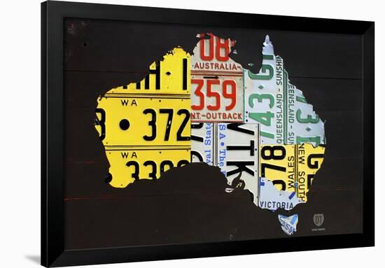 Australia License Plate Map-Design Turnpike-Framed Giclee Print