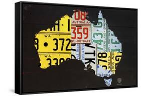 Australia License Plate Map-Design Turnpike-Framed Stretched Canvas