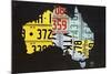 Australia License Plate Map-Design Turnpike-Mounted Giclee Print