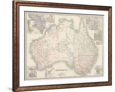 Johnston's Map of Australia Black Framed Art Print 