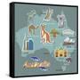 Australia Map and Travel Icon Eps 10 Format-Sajja-Framed Stretched Canvas