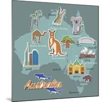 Australia Map and Travel Icon Eps 10 Format-Sajja-Mounted Art Print