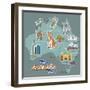 Australia Map and Travel Icon Eps 10 Format-Sajja-Framed Art Print