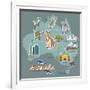 Australia Map and Travel Icon Eps 10 Format-Sajja-Framed Art Print