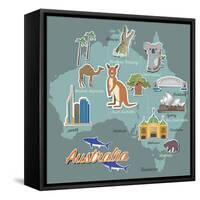 Australia Map and Travel Icon Eps 10 Format-Sajja-Framed Stretched Canvas