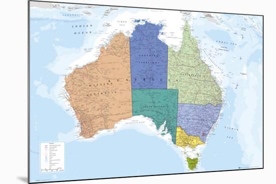 AUSTRALIA MAP-null-Mounted Poster