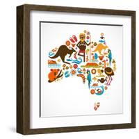 Australia Map-Marish-Framed Art Print