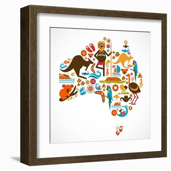 Australia Map-Marish-Framed Art Print