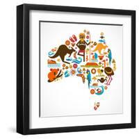 Australia Map-Marish-Framed Art Print