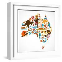 Australia Map-Marish-Framed Art Print