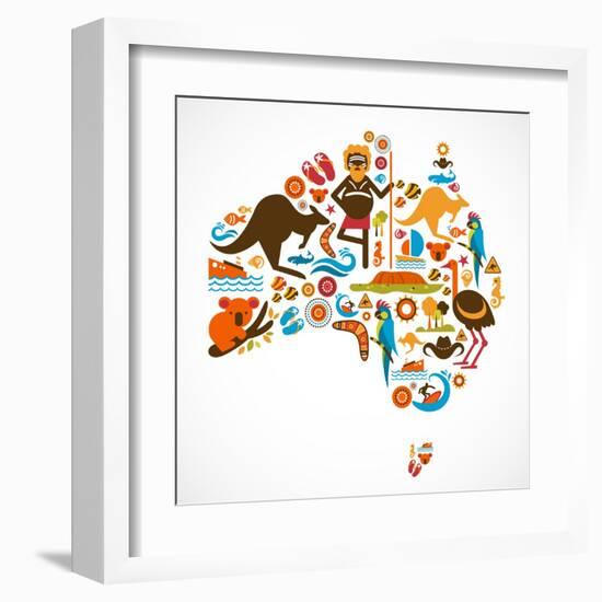 Australia Map-Marish-Framed Art Print