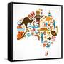 Australia Map-Marish-Framed Stretched Canvas