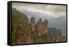 Australia, New South Wales, Blue Mountains, Echo Point, Three Sisters-Rona Schwarz-Framed Stretched Canvas