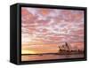 Australia, New South Wales, Sydney, Sydney Opera House, Boat in Harbour at Sunrise-Shaun Egan-Framed Stretched Canvas