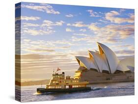 Australia, New South Wales, Sydney, Sydney Opera House, Boat Infront of Opera House-Shaun Egan-Stretched Canvas